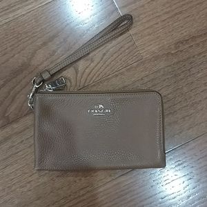 Genuine leather brown Coach clutch